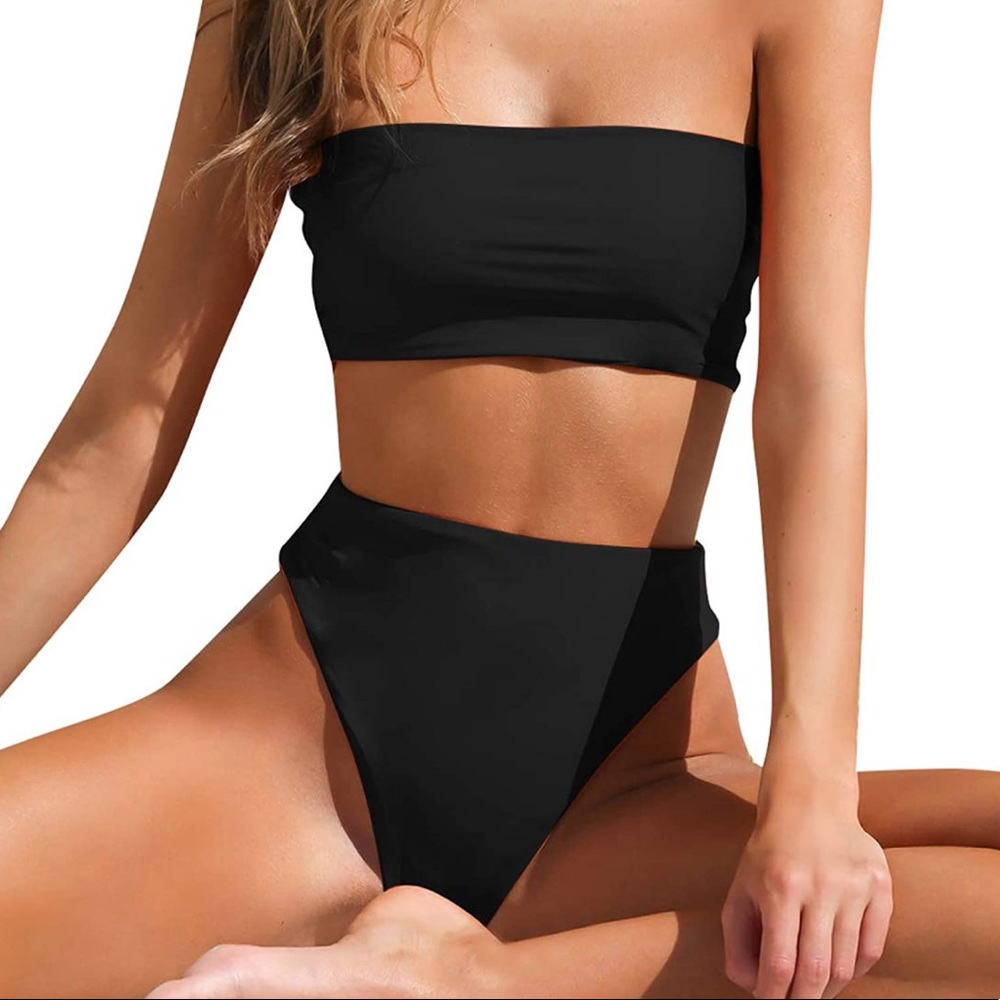 Black Strapless Swimsuit